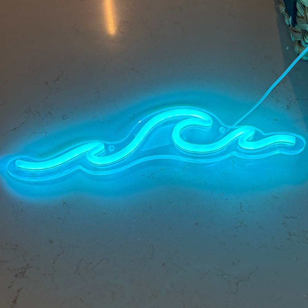 Blue Neon Wave Sign